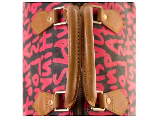 Rara borsa Louis Vuitton Speedy 30 edizione limitata "Graffiti" di Stephen Sprouse Marrone Rosa - vista 8