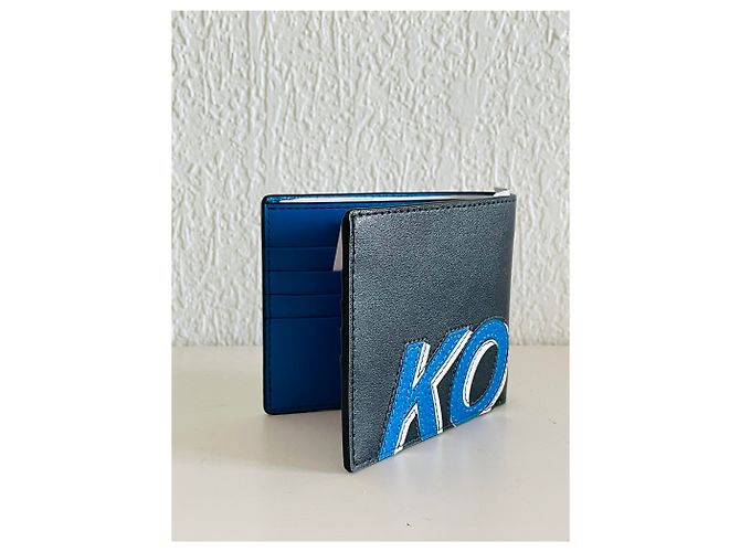 Michael Kors Leather Billfold Wallet Black Blue - view 2
