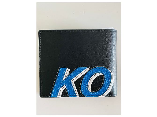 Michael Kors Leather Billfold Wallet Black Blue - view 6