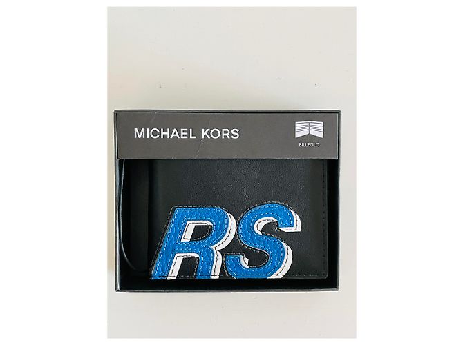 Michael Kors Leather Billfold Wallet Black Blue - view 8