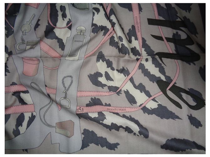Hermès Monsieur et Madame II Sciarpa in Cashmere e Seta Grigia Grigio - vista 2