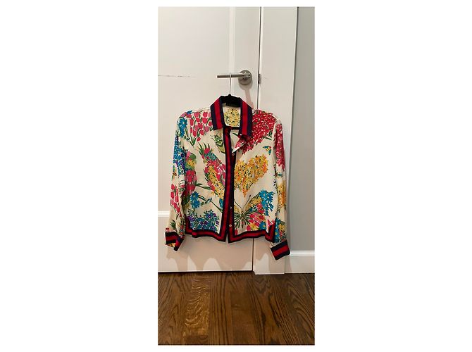 Gucci Blumenbluse aus Seide mehrfarbig Mehrfarben - Ansicht 4
