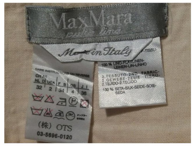 Falda de lino y seda Max Mara Crema - vista 7