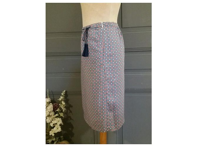 Falda CAROLL estampada de viscosa roja y azul talla 38 - vista 2