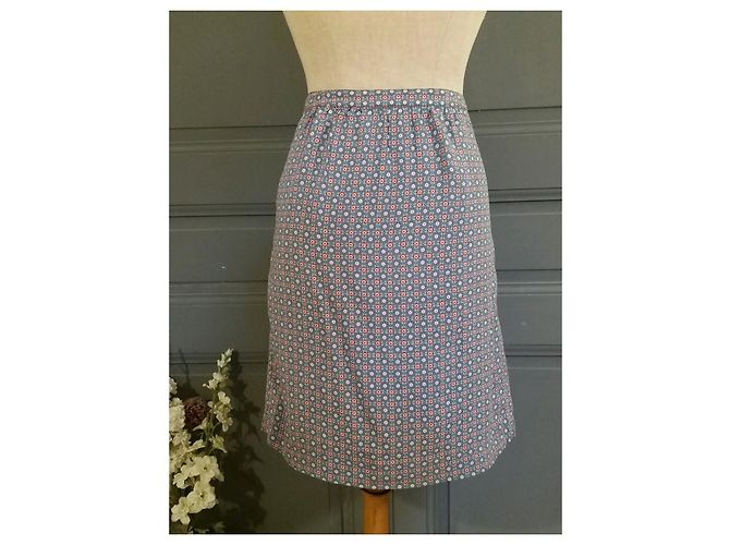 Falda CAROLL estampada de viscosa roja y azul talla 38 - vista 3