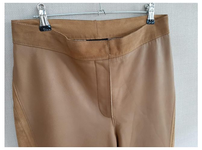 Calça de couro marrom Dkny - vista 3