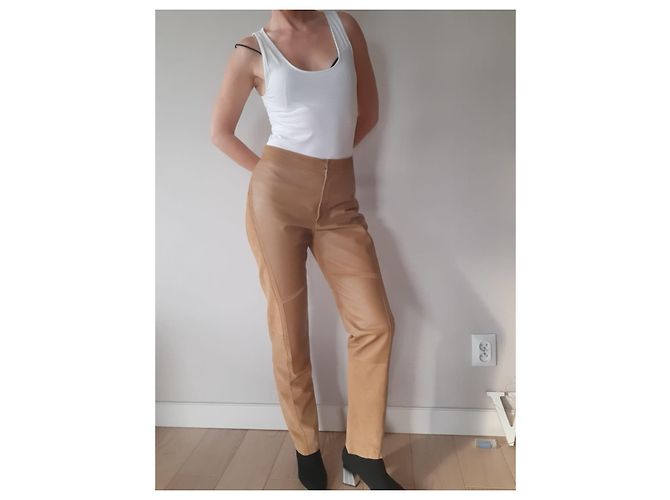 Calça de couro marrom Dkny - vista 4