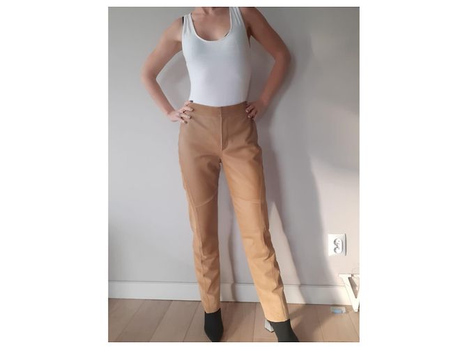 Calça de couro marrom Dkny - vista 5