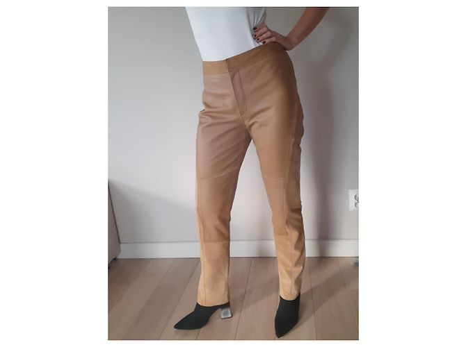 Calça de couro marrom Dkny - vista 6