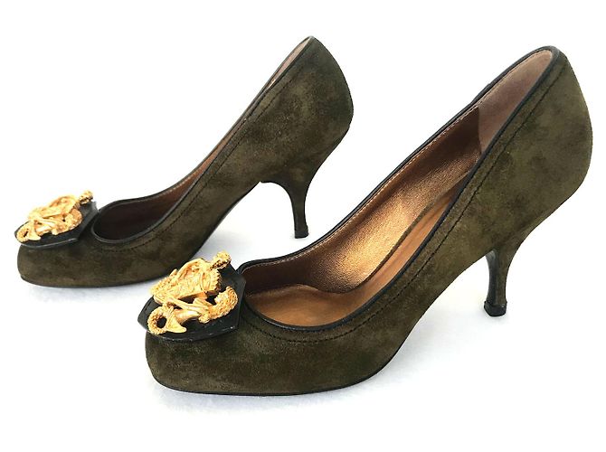 Miu Miu Wildleder Pumps mit hohem Absatz Khaki - Ansicht 2