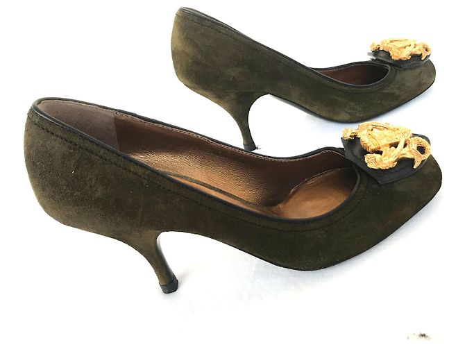 Miu Miu Wildleder Pumps mit hohem Absatz Khaki - Ansicht 3