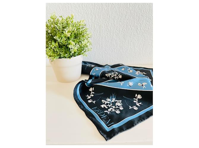ERDEM x H&M Floral Silk Scarf Foulard Branco Azul Azul claro - vista 2
