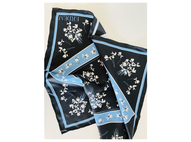 ERDEM x H&M Floral Silk Scarf Foulard Branco Azul Azul claro - vista 3