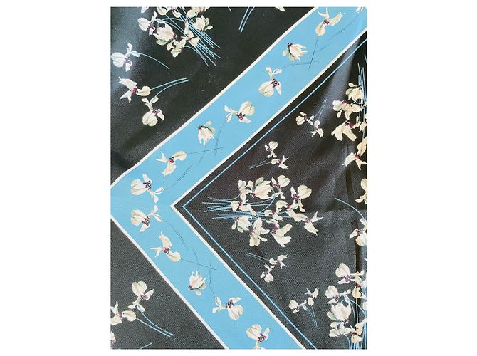 ERDEM x H&M Floral Silk Scarf Foulard Branco Azul Azul claro - vista 5