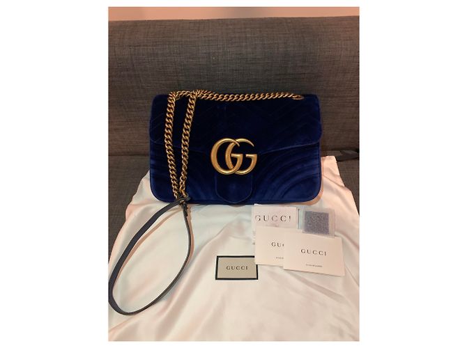 Gucci Marmont in velluto blu - vista 13