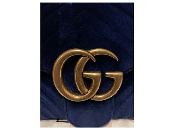 Gucci Marmont in velluto blu - vista 2