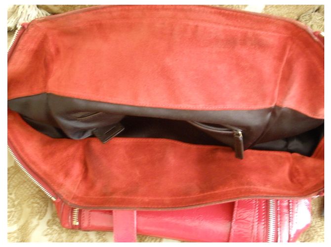 Borsa Yves Saint Laurent YSL Downtown M Rossa in Pelle Vernice - vista 5