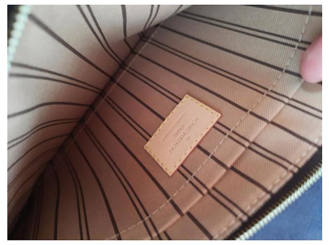Louis Vuitton, Louis Vuitton Neverfull Pochette Monogram Canva Marrone - vista 5