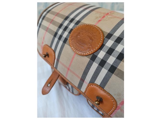Borsa a tracolla Burberry nera in pelle e tela Nero Rosso Beige Bianco sporco Marrone chiaro - vista 12