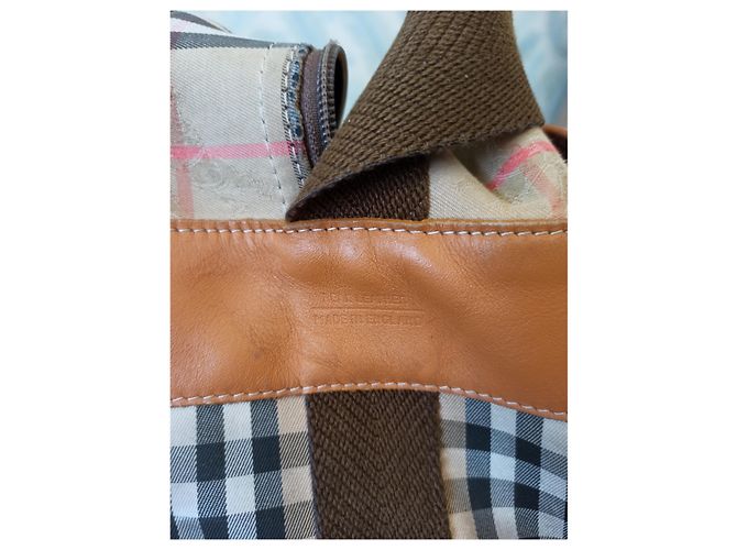 Borsa a tracolla Burberry nera in pelle e tela Nero Rosso Beige Bianco sporco Marrone chiaro - vista 8