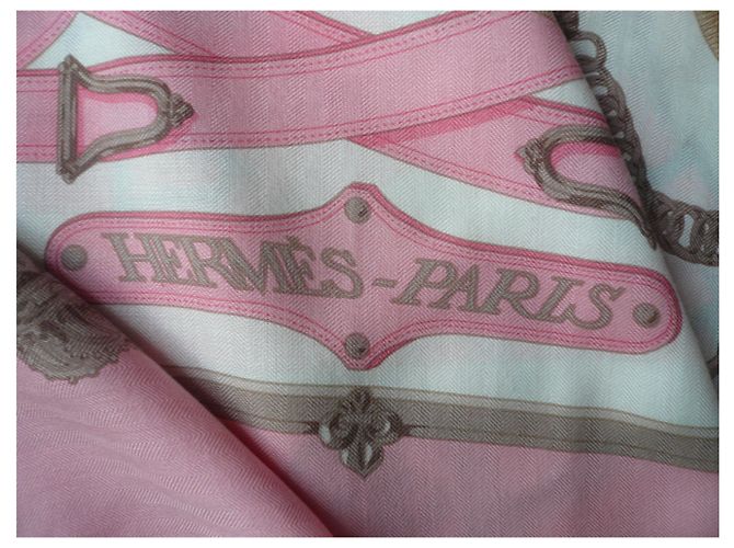 Hermès HERMES Maxi Stola Cashmere seta Rosa Buone condizioni - vista 10