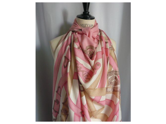 Hermès HERMES Maxi Stola Cashmere seta Rosa Buone condizioni - vista 5