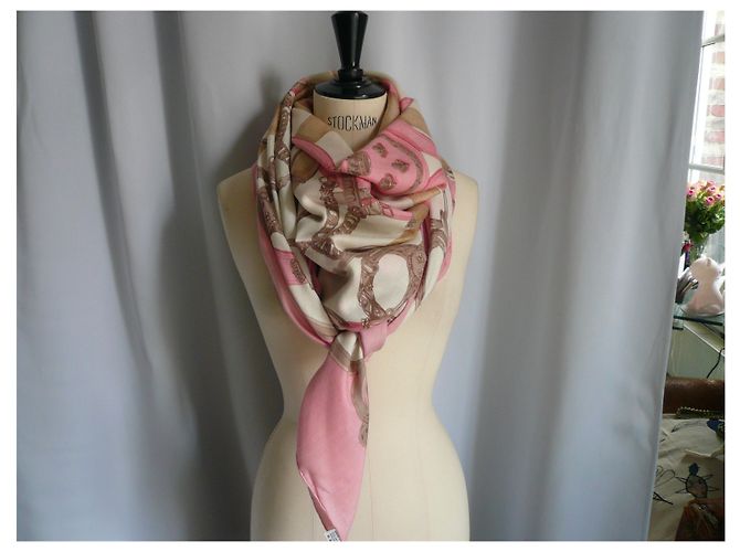 Hermès HERMES Maxi Stola Cashmere seta Rosa Buone condizioni - vista 7