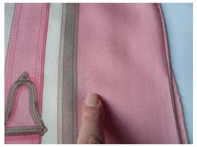 Hermès HERMES Maxi Stola Cashmere seta Rosa Buone condizioni - vista 9