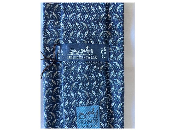 Hermès Tie Lining a Perocan Grey Dark blue - view 3