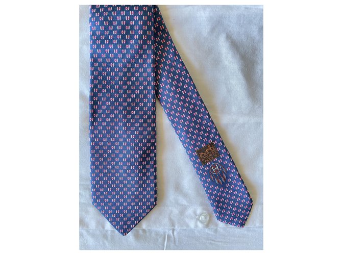 Hermès Tie Tie 7 Cacciatore di sogni Rosa Blu - vista 2