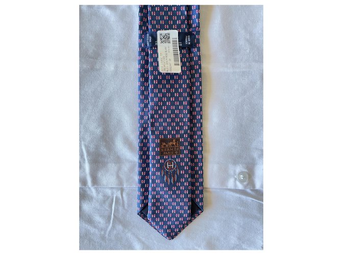 Hermès Tie Tie 7 Cacciatore di sogni Rosa Blu - vista 4