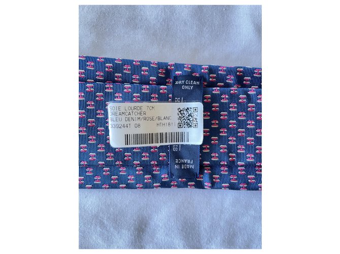 Hermès Tie Tie 7 Cacciatore di sogni Rosa Blu - vista 6