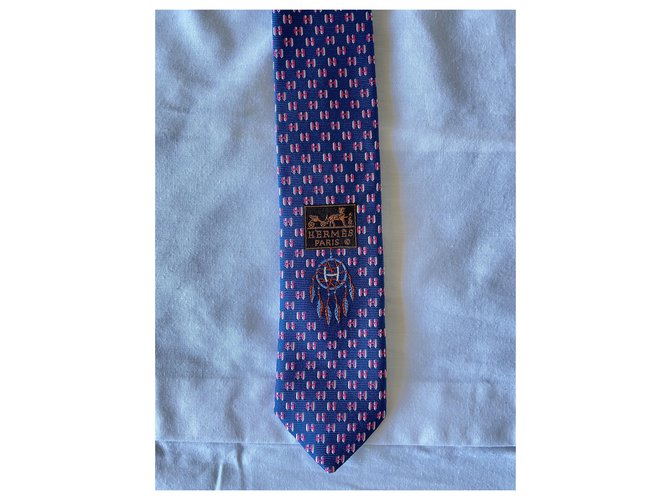 Hermès Tie Tie 7 Cacciatore di sogni Rosa Blu - vista 8