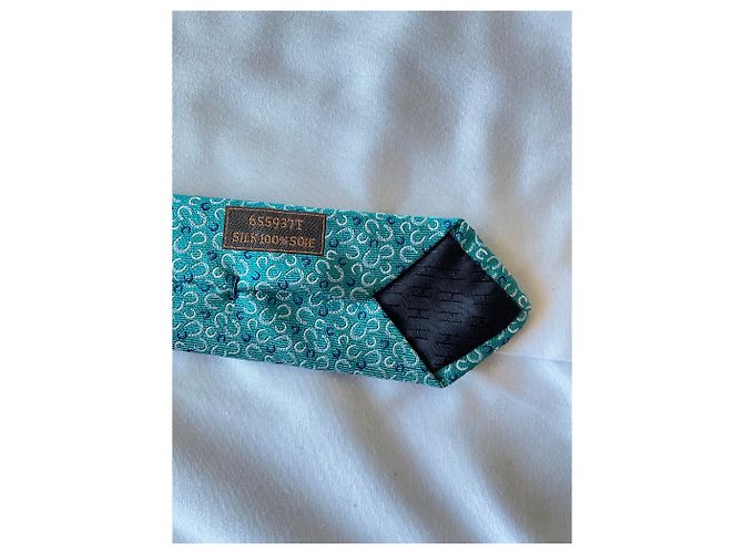 Cravatta Hermès Fers en Vrac in seta jacquard verde Verde chiaro - vista 2
