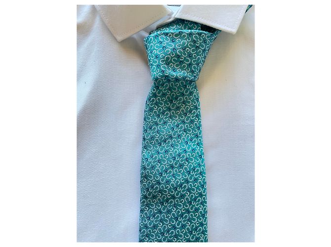 Cravatta Hermès Fers en Vrac in seta jacquard verde Verde chiaro - vista 3