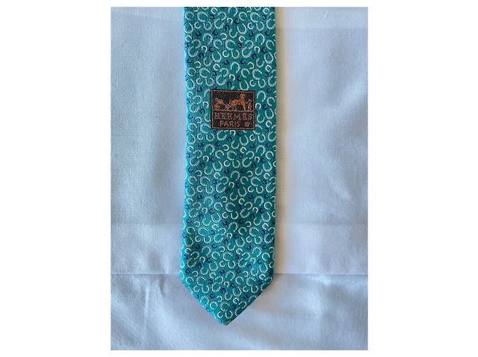 Cravatta Hermès Fers en Vrac in seta jacquard verde Verde chiaro - vista 4