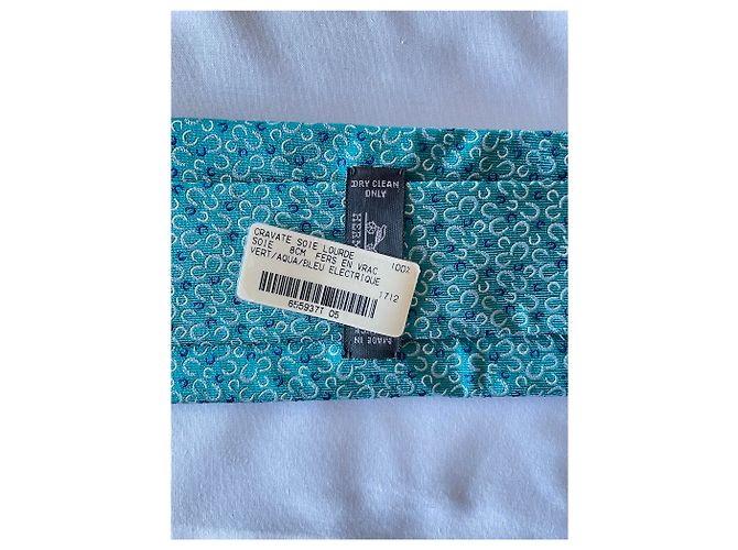 Cravatta Hermès Fers en Vrac in seta jacquard verde Verde chiaro - vista 5