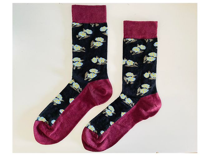 Erdem x H&M Pattern Socks Black Floral Size 40 - view 2