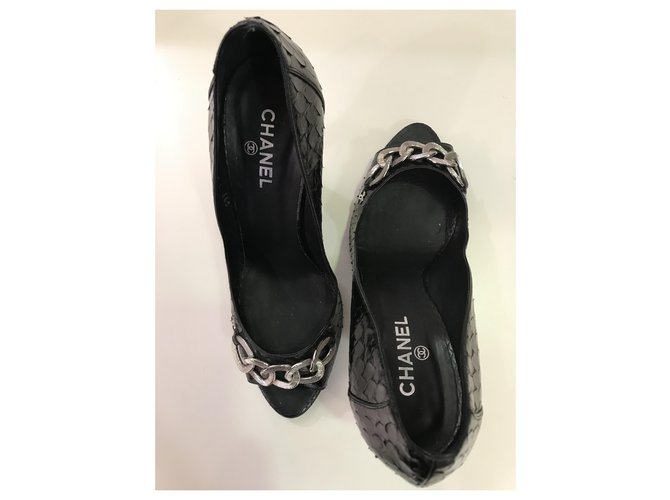 Chanel Python Pumps Black 11cm Heels - view 5