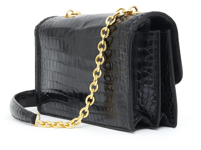 Chaîne d'ancre Hermès CATENA DI ANCORAGGIO CROCO NERA Nero - vista 4