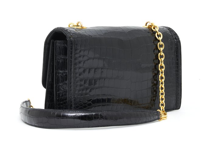 Chaîne d'ancre Hermès CATENA DI ANCORAGGIO CROCO NERA Nero - vista 5