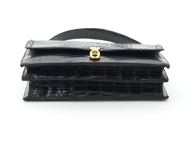 Chaîne d'ancre Hermès CATENA DI ANCORAGGIO CROCO NERA Nero - vista 6