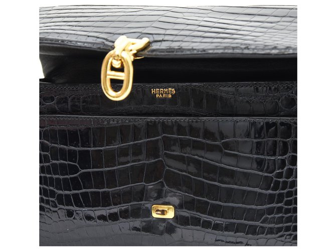 Chaîne d'ancre Hermès CATENA DI ANCORAGGIO CROCO NERA Nero - vista 8
