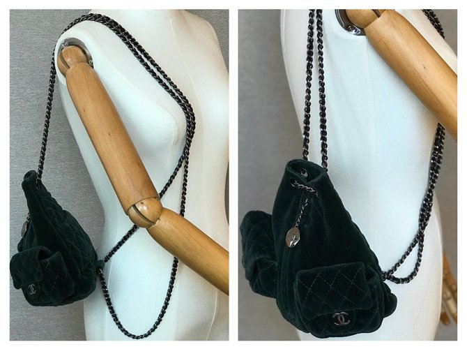 Chanel Famosa mini borsa "Backpack is Back" Verde Verde scuro - vista 13