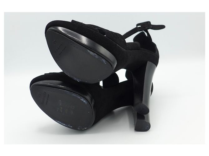 Hermès Sandali in camoscio con cinturini incrociati Nero - vista 2
