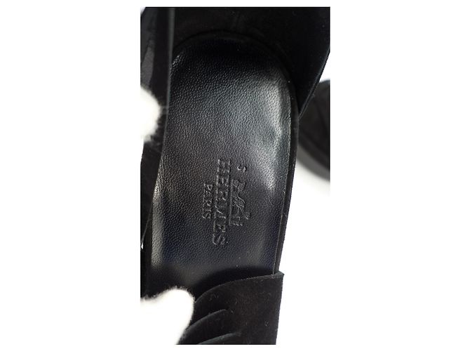 Hermès Sandali in camoscio con cinturini incrociati Nero - vista 6