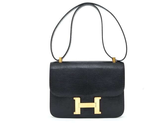 Hermès CONSTANCE LIZARD BLACK Gold hardware Exotic leather ref.247395 ...