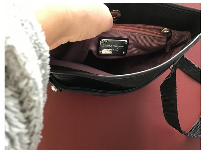 Borsa a tracolla Salvatore Ferragamo in tela e pelle nera Nero - vista 3