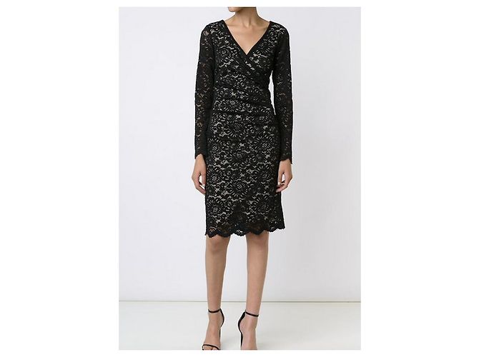 Vestido de encaje de guipur negro Nicole Miller - vista 2