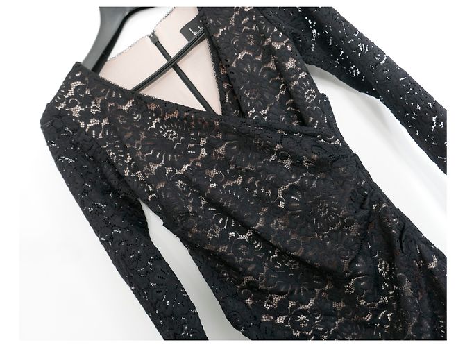 Vestido de encaje de guipur negro Nicole Miller - vista 3